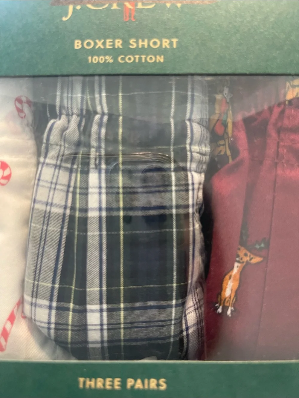 J. Crew Men's 3-Pack Cotton Boxers in Holiday Print